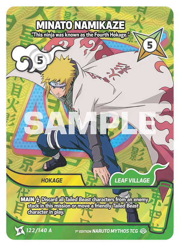 122/140 - Minato Namikaze - « Ce ninja était connu comme le Quatrième Hokage. » — Carte Naruto Mythos Shinobi Shiren - Set 2 Éd.1 122/140