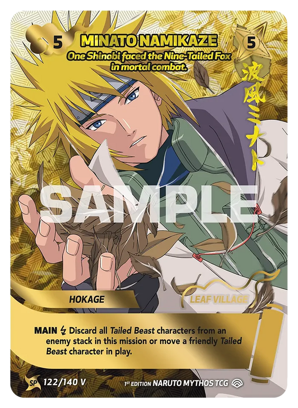 122/140 - Minato Namikaze - « Un shinobi affronta Kyûbi dans un combat à mort. » — Carte Naruto Mythos Shinobi Shiren - Set 2 Éd.1 122/140