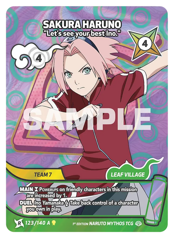123/140 - Sakura Haruno - « Montre-moi ton meilleur, Ino. » — Carte Naruto Mythos Shinobi Shiren - Set 2 Éd.1 123/140