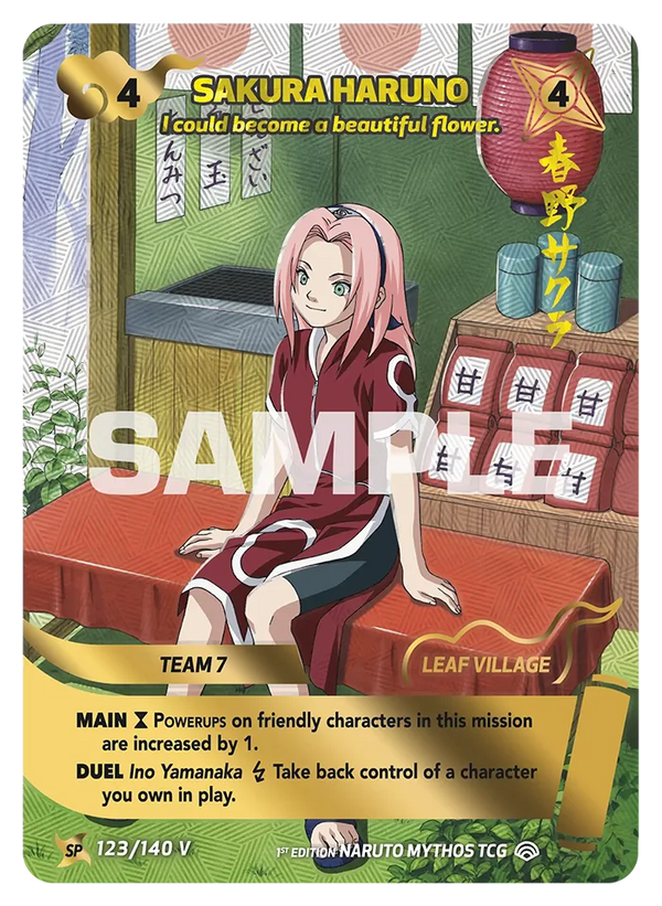 123/140 - Sakura Haruno - « Je pourrais devenir une belle fleur. » — Carte Naruto Mythos Shinobi Shiren - Set 2 Éd.1 123/140
