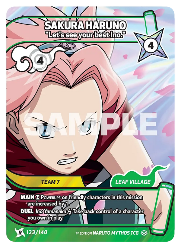 123/140 - Sakura Haruno - « Montre-moi ton meilleur, Ino. » — Carte Naruto Mythos Shinobi Shiren - Set 2 Éd.1 123/140