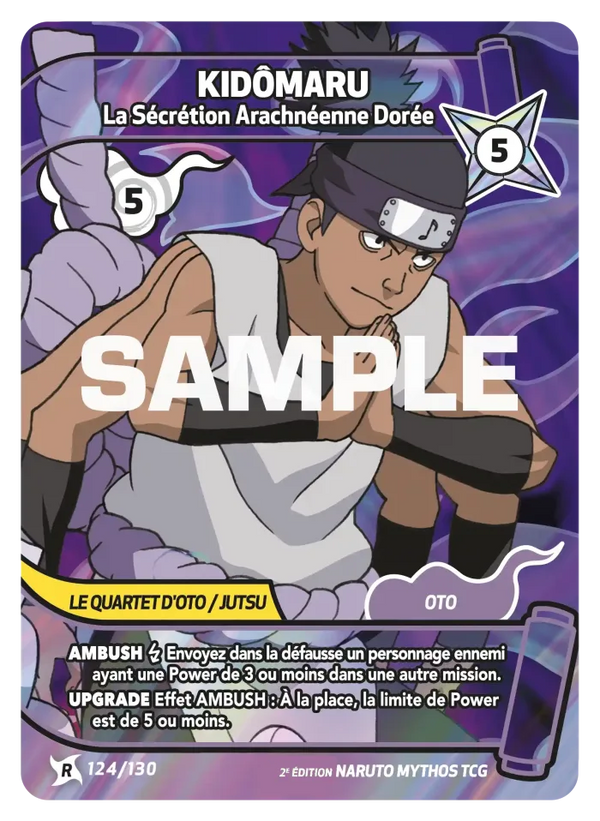 124/130 - Kidômaru - La Sécrétion Arachnéenne Dorée — Carte Naruto Mythos Konoha Shidō - Set 1 Éd.2 124/130