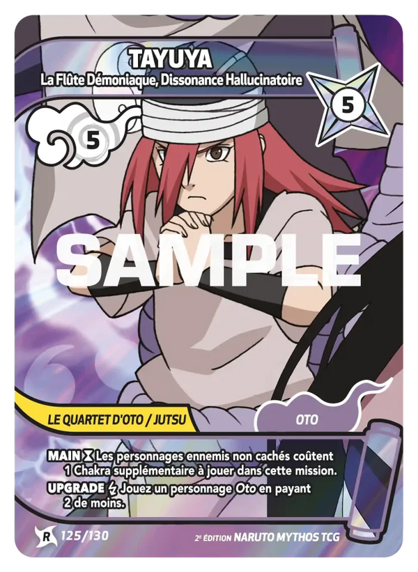 125/130 - Tayuya - La Flûte Démoniaque, Dissonance Hallucinatoire — Carte Naruto Mythos Konoha Shidō - Set 1 Éd.2 125/130