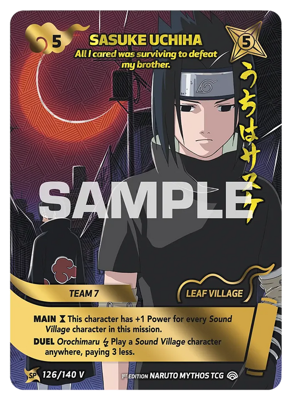 126/140 - Sasuke Uchiwa - « Tout ce qui comptait, c'était de survivre pour vaincre mon frère. » — Carte Naruto Mythos Shinobi Shiren - Set 2 Éd.1 126/140