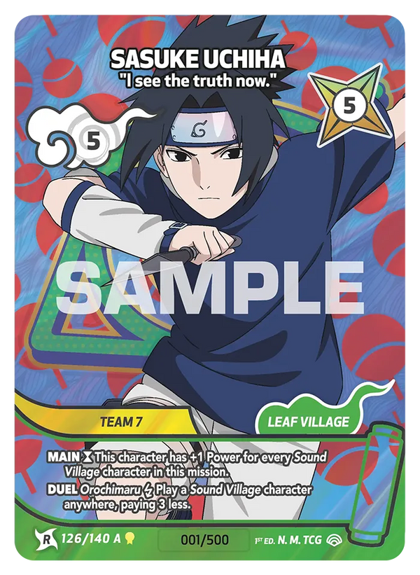 126/140 - Sasuke Uchiwa - « Je vois la vérité à présent. » — Carte Naruto Mythos Shinobi Shiren - Set 2 Éd.1 126/140
