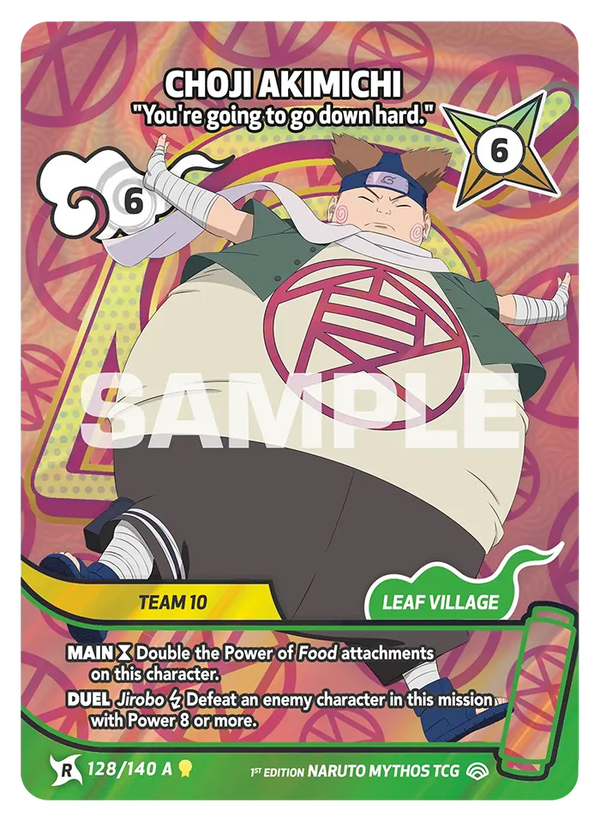 128/140 - Chôji Akimichi - « Tu vas tomber de haut. » — Carte Naruto Mythos Shinobi Shiren - Set 2 Éd.1 128/140