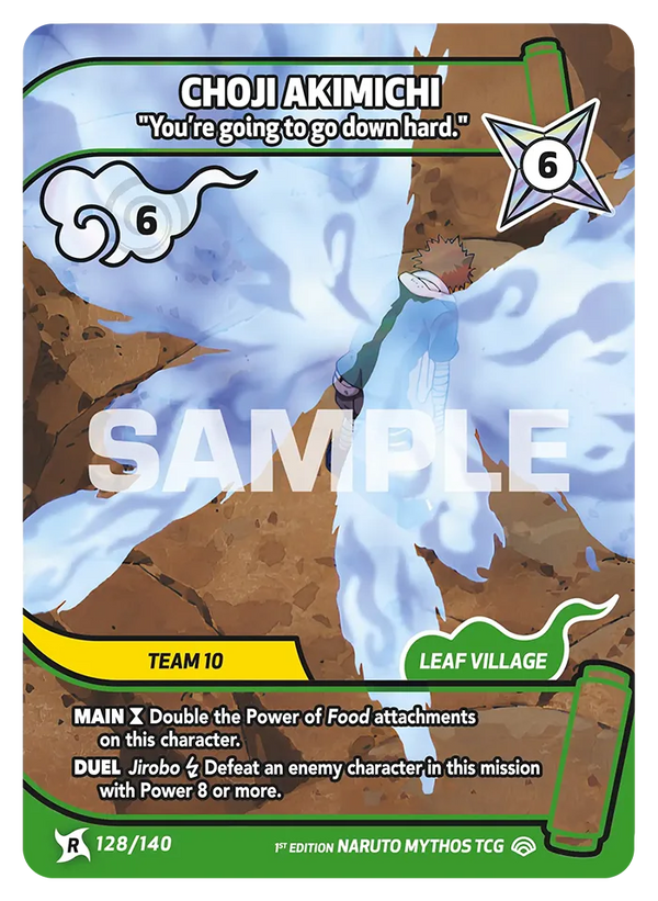 128/140 - Chôji Akimichi - « Tu vas tomber de haut. » — Carte Naruto Mythos Shinobi Shiren - Set 2 Éd.1 128/140