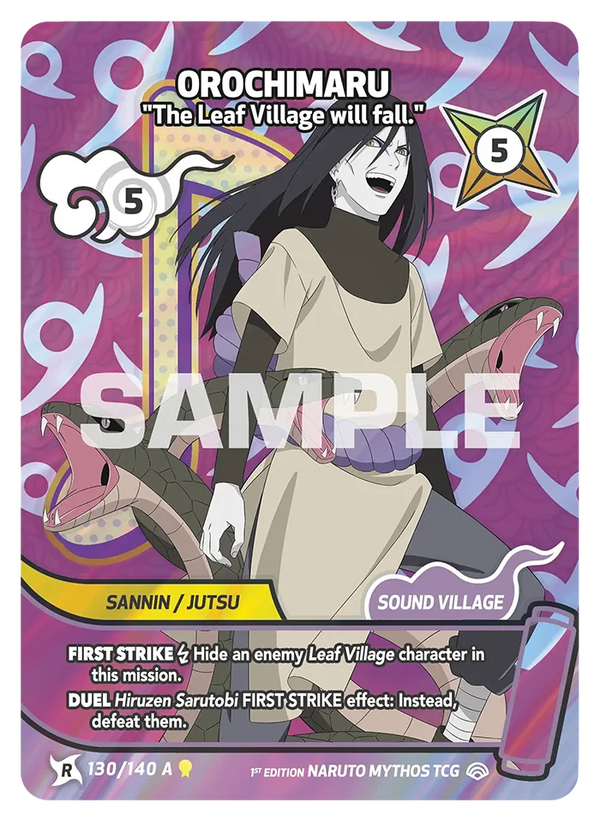 130/140 - Orochimaru - « Konoha tombera. » — Carte Naruto Mythos Shinobi Shiren - Set 2 Éd.1 130/140