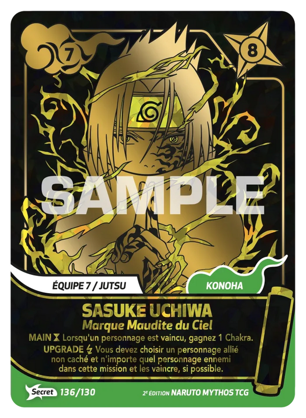 136/130 - Sasuke Uchiwa - Marque Maudite du Ciel — Carte Naruto Mythos Konoha Shidō - Set 1 Éd.2 136/130