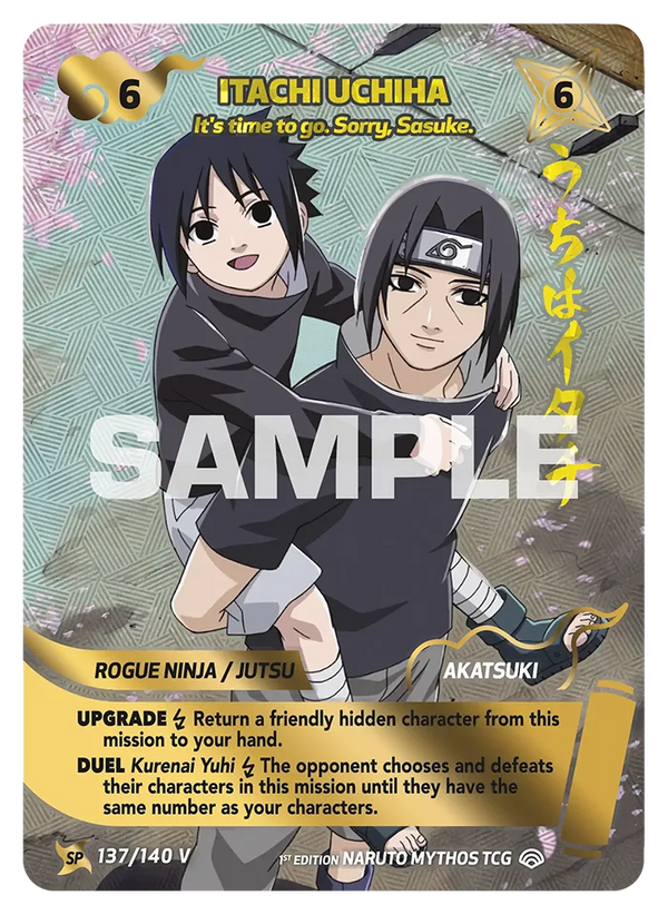 137/140 - Itachi Uchiwa - « Il est temps de partir. Désolé, Sasuke. » — Carte Naruto Mythos Shinobi Shiren - Set 2 Éd.1 137/140