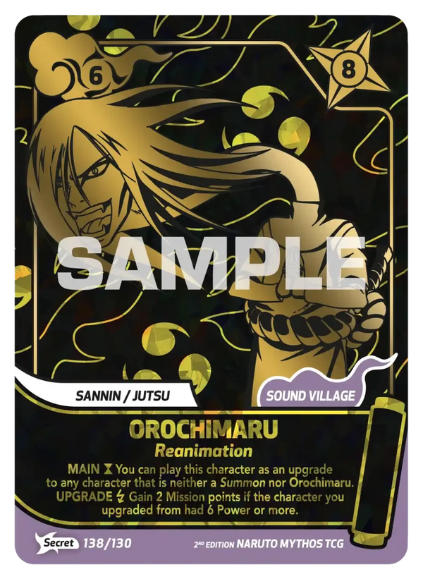 138/130 - Orochimaru - Invocation, La Réincarnation des Âmes — Carte Naruto Mythos Konoha Shidō - Set 1 Éd.2 138/130