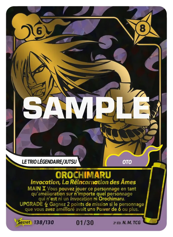 138/130 - Orochimaru - Invocation, La Réincarnation des Âmes — Carte Naruto Mythos Konoha Shidō - Set 1 Éd.2 138/130