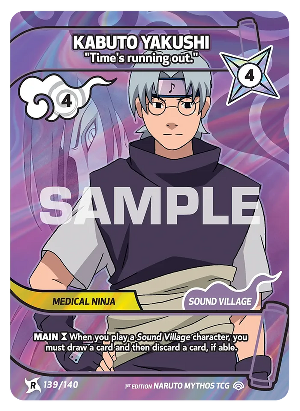 139/140 - Kabuto Yakushi - « Le temps presse. » — Carte Naruto Mythos Shinobi Shiren - Set 2 Éd.1 139/140