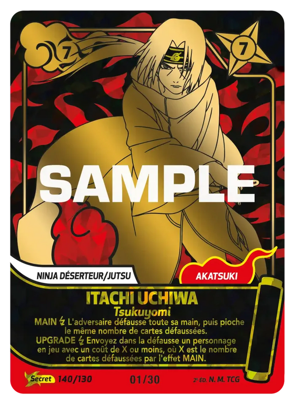 140/130 - Itachi Uchiwa - Tsukuyomi — Carte Naruto Mythos Konoha Shidō - Set 1 Éd.2 140/130