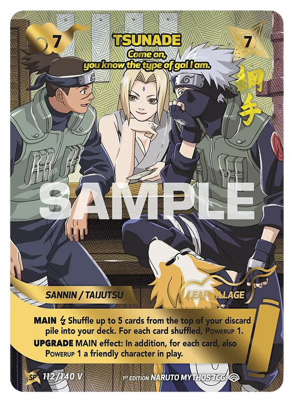 141/140 - Tsunade - « Allez, tu sais bien quel genre de femme je suis. » — Carte Naruto Mythos Shinobi Shiren - Set 2 Éd.1 141/140