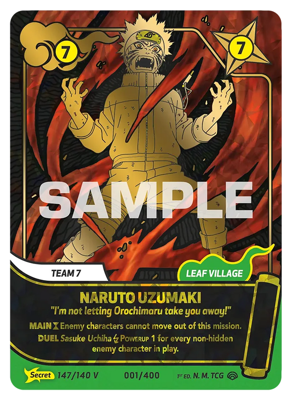 147/140 - Naruto Uzumaki - « Je ne laisserai pas Orochimaru t'emmener ! » — Carte Naruto Mythos Shinobi Shiren - Set 2 Éd.1 147/140