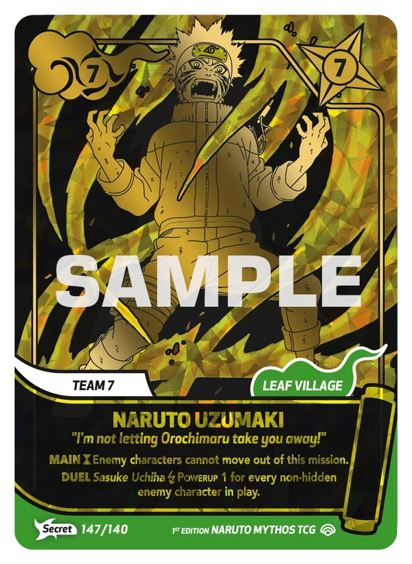 147/140 - Naruto Uzumaki - « Je ne laisserai pas Orochimaru t'emmener ! » — Carte Naruto Mythos Shinobi Shiren - Set 2 Éd.1 147/140