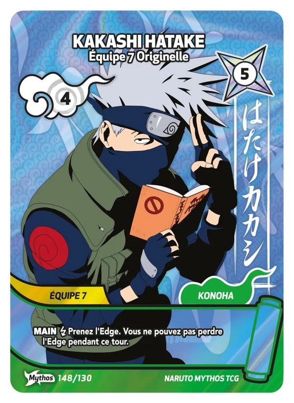 148/130 - Kakashi Hatake - Équipe 7 originelle — Carte Naruto Mythos Konoha Shidō - Set 1 Éd.2 148/130