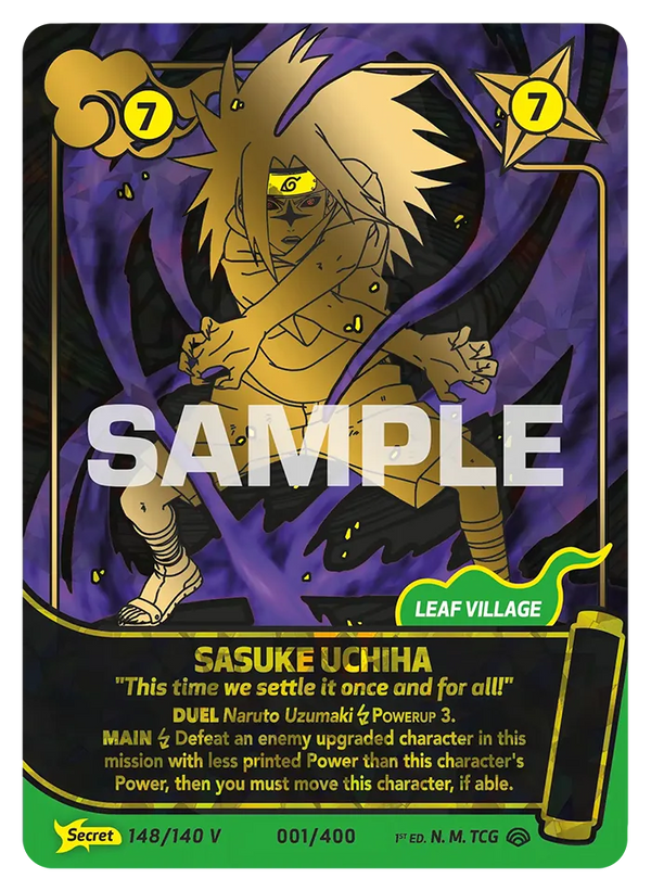 148/140 - Sasuke Uchiwa - « Cette fois, on règle ça une bonne fois pour toutes ! » — Carte Naruto Mythos Shinobi Shiren - Set 2 Éd.1 148/140