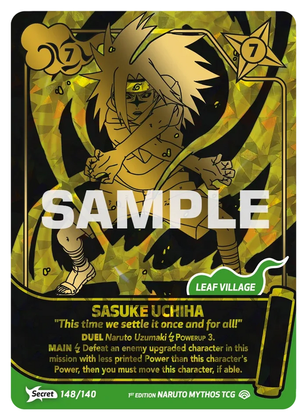 148/140 - Sasuke Uchiwa - « Cette fois, on règle ça une bonne fois pour toutes ! » — Carte Naruto Mythos Shinobi Shiren - Set 2 Éd.1 148/140