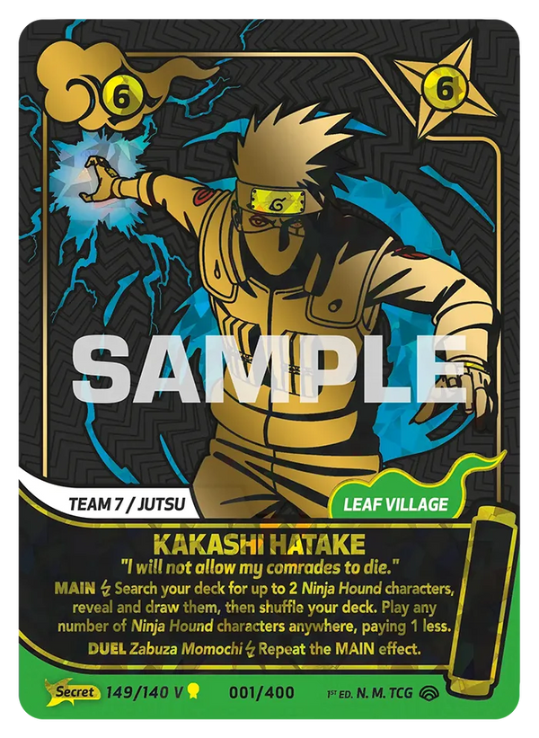 149/140 - Kakashi Hatake - « Je ne laisserai pas mes camarades mourir. » — Carte Naruto Mythos Shinobi Shiren - Set 2 Éd.1 149/140