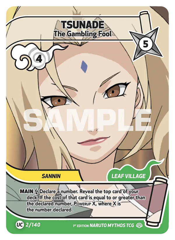 002/140 - Tsunade - La Flambeuse Invétérée — Carte Naruto Mythos Shinobi Shiren - Set 2 Éd.1 002/140