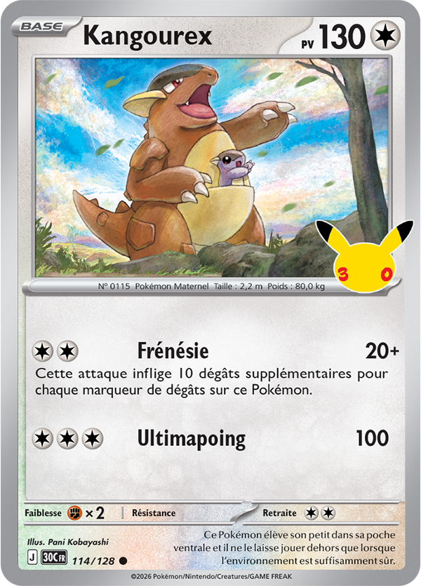 114/128 - Kangourex — Carte Pokémon 30e Anniversaire 114/128