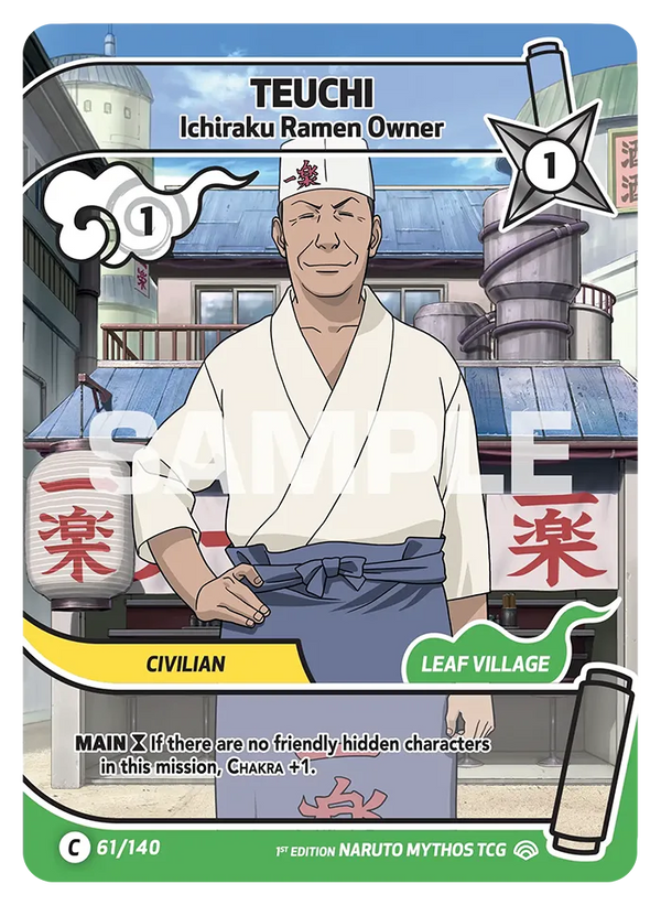 061/140 - Teuchi - Le Patron d'Ichiraku Ramen — Carte Naruto Mythos Shinobi Shiren - Set 2 Éd.1 061/140