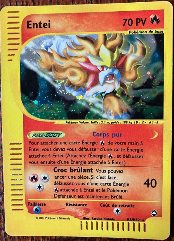Entei H08 - Aquapolis - Carte Pokémon