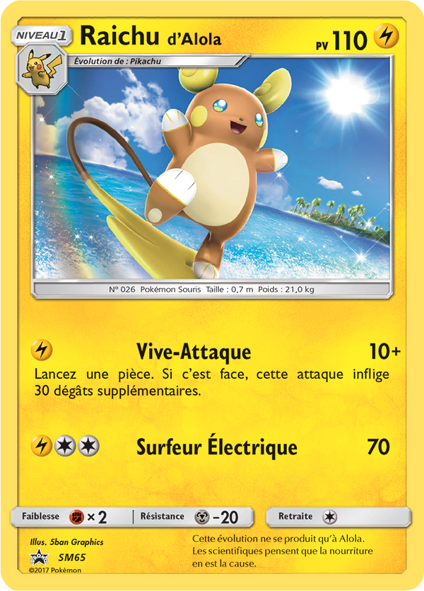 Raichu d’Alola SM65 - Promos Soleil & Lune - Carte Pokémon