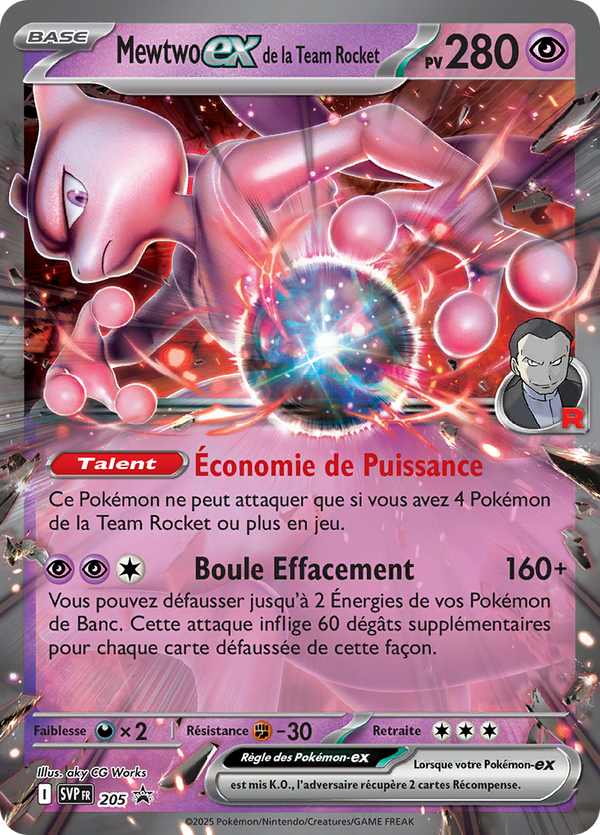 Mewtwo EX de la Team Rocket 205 - Promos Écarlate & Violet - Carte Pokémon