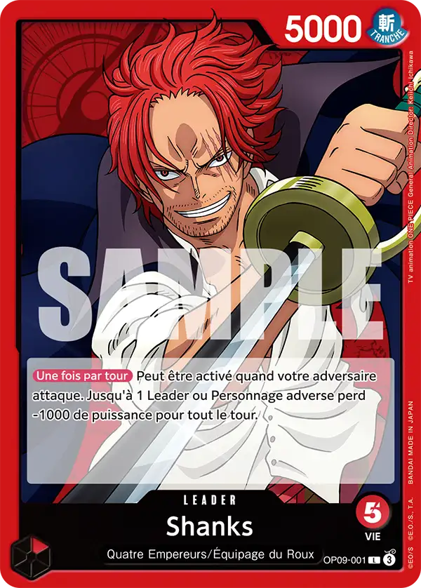 OP09-001 - Shanks — Carte One Piece Les Nouveaux Empereurs 001