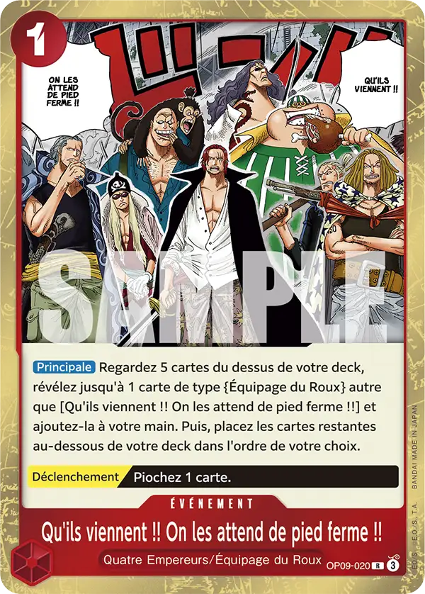 OP09-020 - Qu'ils viennent !! On les attend de pied ferme !! — Carte One Piece Les Nouveaux Empereurs 020