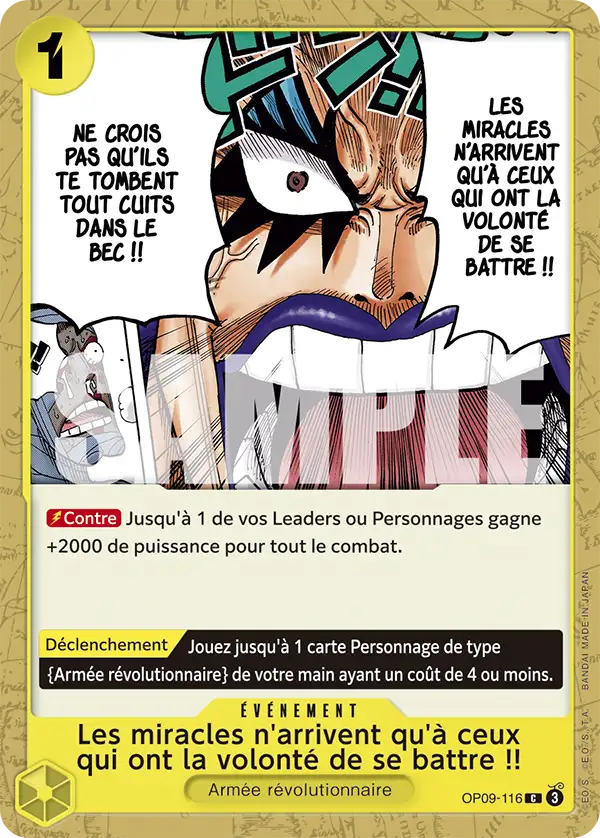 OP09-116 - Les miracles n'arrivent qu'à ceux qui ont la volonté de se battre !! — Carte One Piece Les Nouveaux Empereurs 116