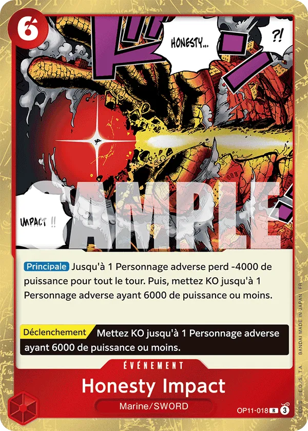 OP11-018 - Honesty Impact — Carte One Piece Des Poings Vifs comme l'Éclair 018