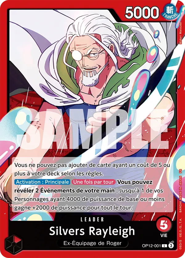 OP12-001 - Silvers Rayleigh — Carte One Piece L'Héritage du Maître 001