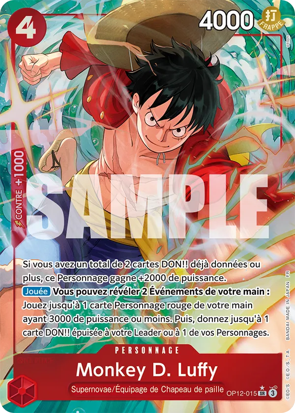 OP12-015 - Monkey D. Luffy V2 — Carte One Piece L'Héritage du Maître 015