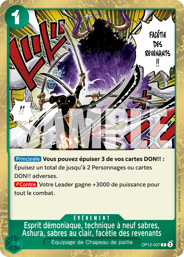 OP12-037 - Esprit démoniaque, technique à neuf sabres, Ashura, sabres au clair, facétie des revenants — Carte One Piece L'Héritage du Maître 037