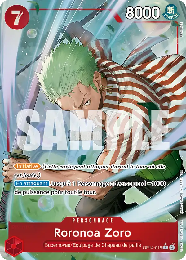 OP14-015 - Roronoa Zoro V2 — Carte One Piece Les Sept de la Mer d'Azur 015