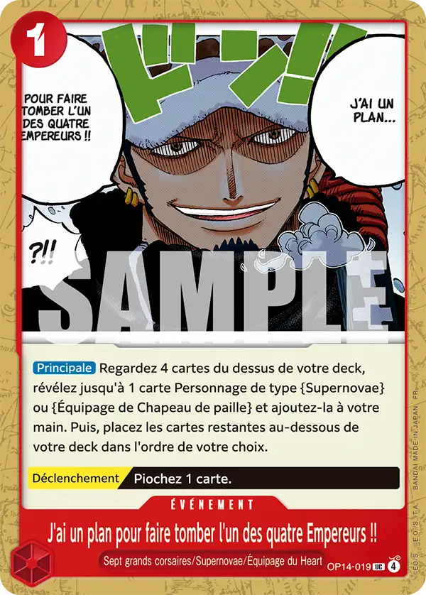 OP14-019 - J'ai un plan pour faire tomber l'un des quatre Empereurs !! — Carte One Piece Les Sept de la Mer d'Azur 019