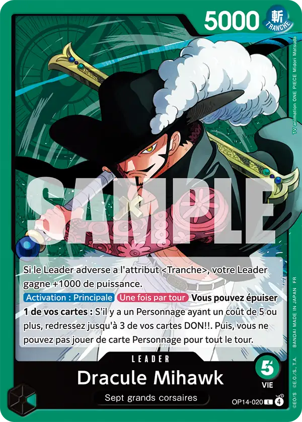 OP14-020 - Dracule Mihawk — Carte One Piece Les Sept de la Mer d'Azur 020