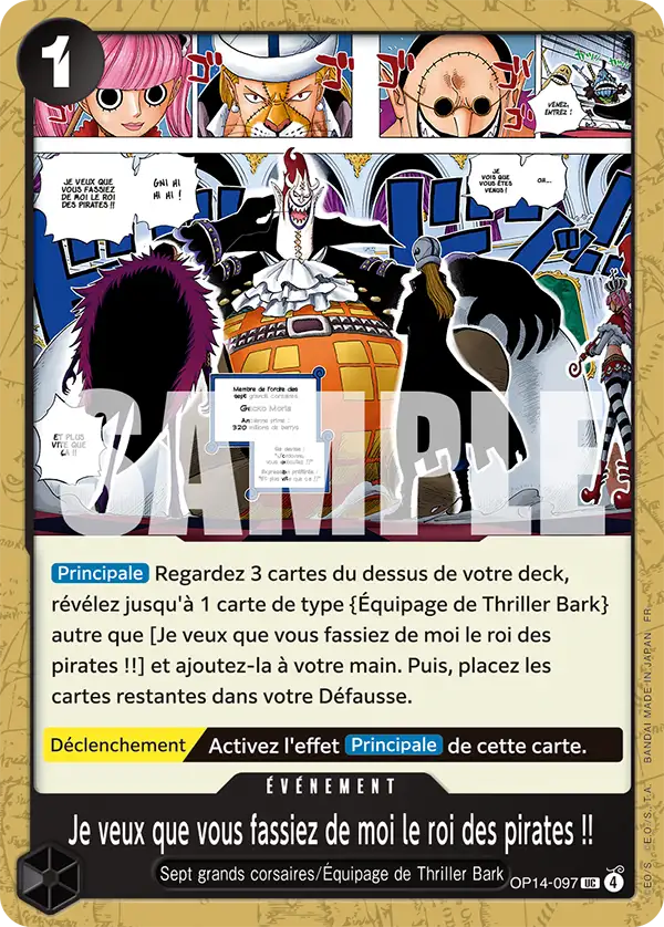 OP14-097 - Je veux que vous fassiez de moi le roi des pirates !! — Carte One Piece Les Sept de la Mer d'Azur 097