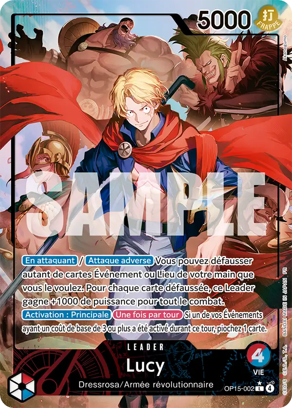 OP15-002 - Lucy V2 — Carte One Piece Aventure sur l'Île de Dieu 002