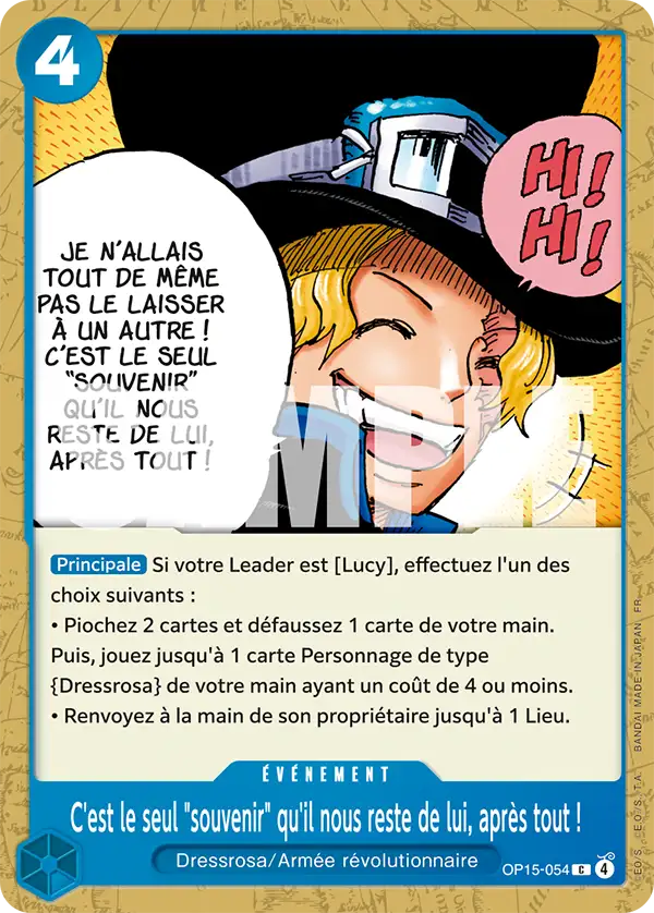 OP15-054 - C'est le seul "souvenir" qu'il nous reste de lui, après tout ! — Carte One Piece Aventure sur l'Île de Dieu 054