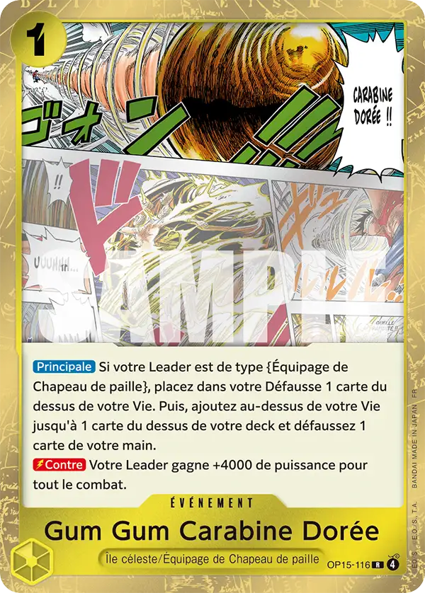 OP15-116 - Gum Gum Carabine Dorée — Carte One Piece Aventure sur l'Île de Dieu 116