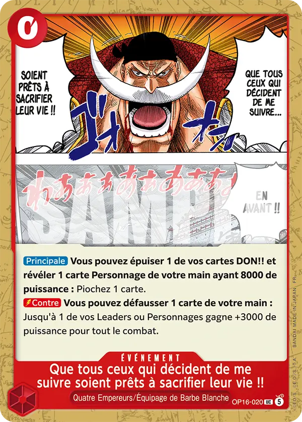 OP16-020 - Que tous ceux qui décident de me suivre soient prêts à sacrifier leur vie !!