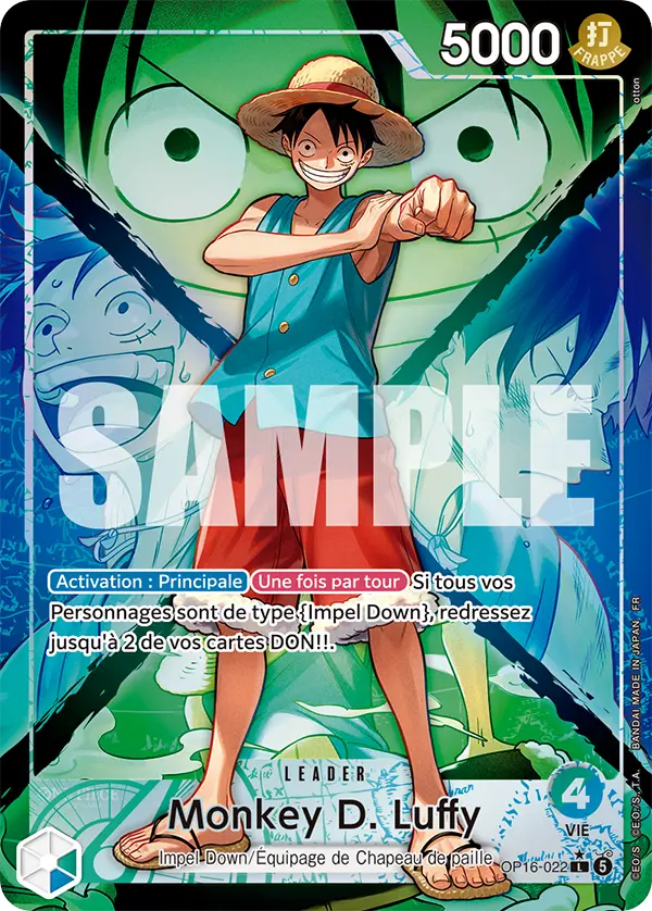 OP16-022 - Monkey D. Luffy V2 — Carte One Piece L'Heure de la Bataille Décisive 022