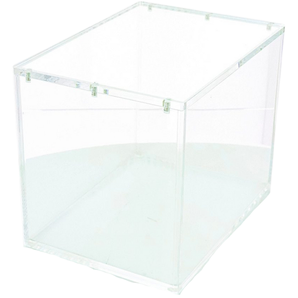 Boîtier acrylique Phoenix Shield vide, vue de trois quarts avec son couvercle en place