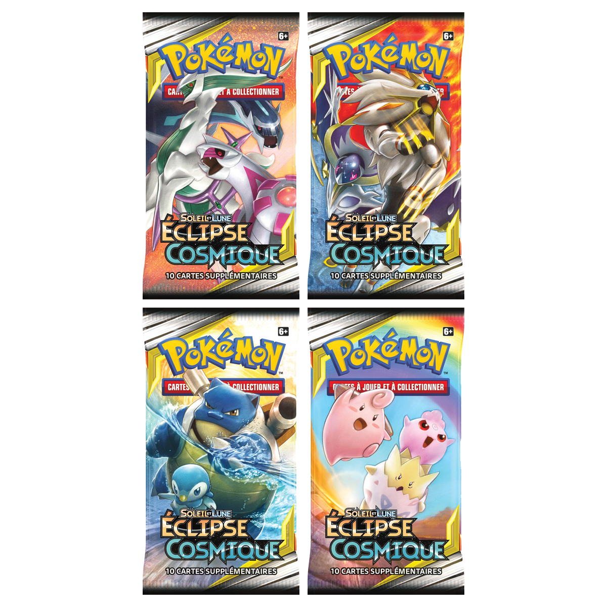 Artset Pokémon Éclipse Cosmique : les 4 boosters scellés du set