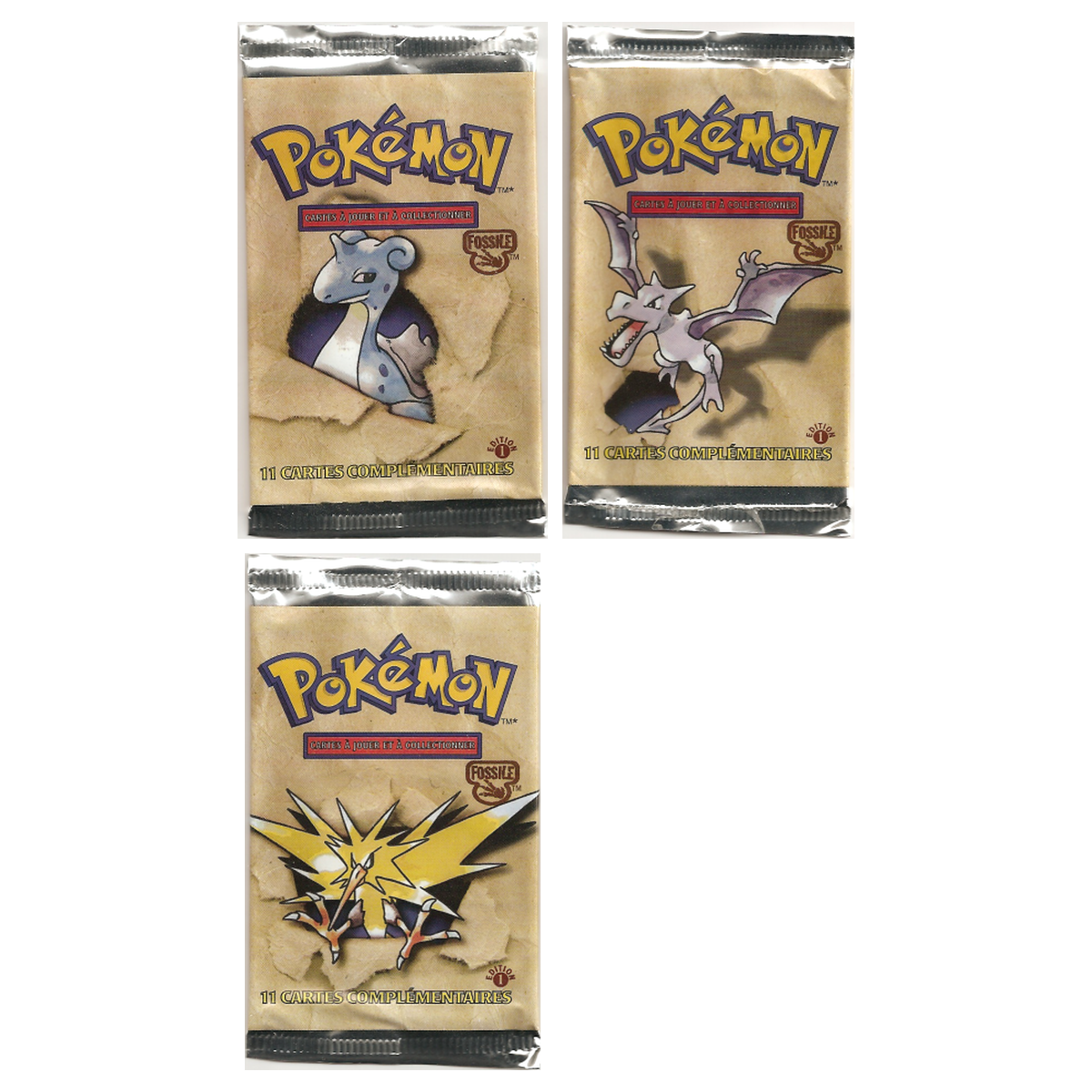 Artset Pokémon Fossile : les 3 boosters scellés du set